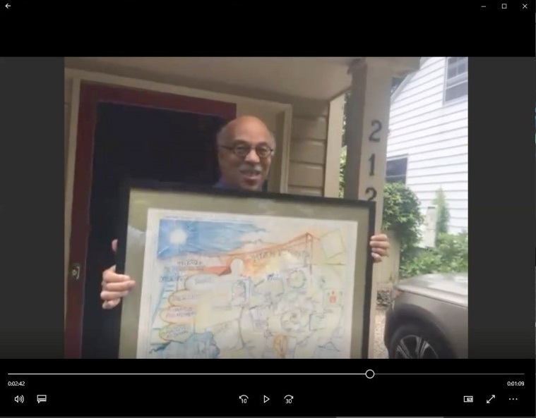 Outgoing MDC President, David Dodson, receiving commissioned artwork