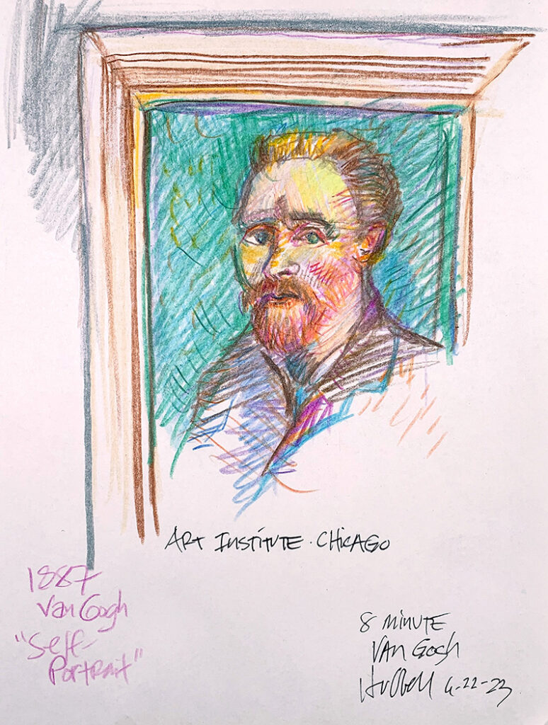 Ken Hubbell sketch of Van Gogh self portrait.